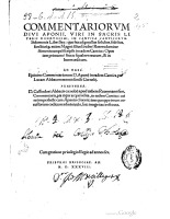 Lucam Montis Cornelij 'Summariola', Commentariorum Diui Aponii